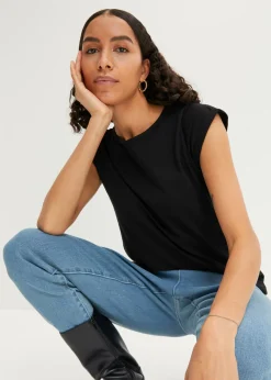 bonprix bonprix Básicos|Camisetas>Camiseta de algodón puro Negro