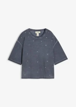 Mujer bonprix bonprix Camiseta de algodón puro con piedras brillantes