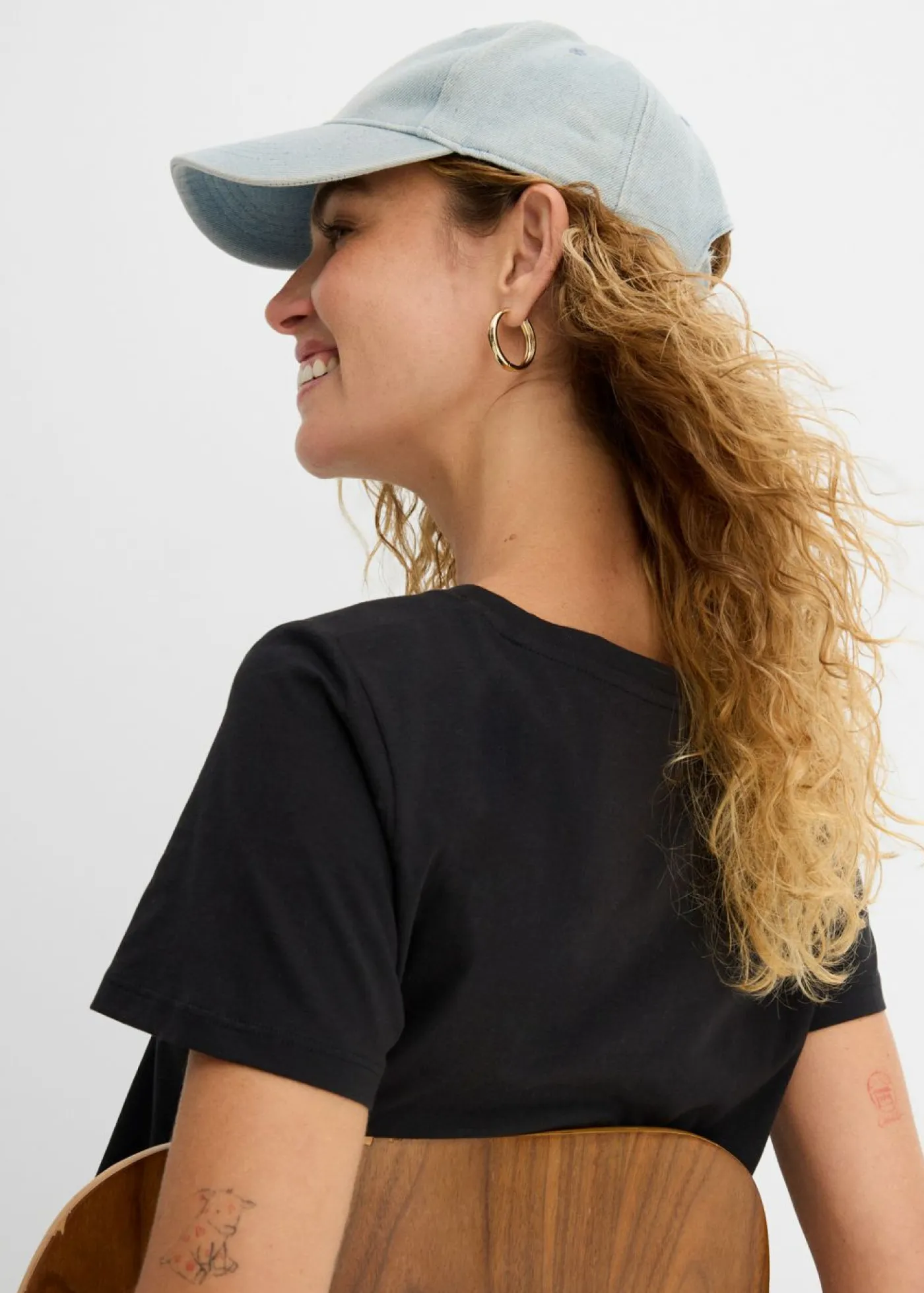 bonprix bonprix Básicos|Camisetas>Camiseta de algodón puro con manga corta (2 unidades) Negro