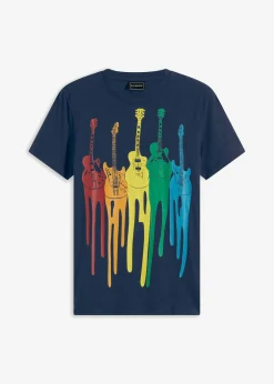 bonprix bonprix Camisetas Y Polos>Camiseta de algodón puro, slim fit Azul marino