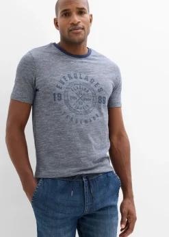 bonprix bonprix Camisetas Y Polos>Camiseta de algodón puro (2 unidades) Azul marino/blanco jaspeado + azul marino