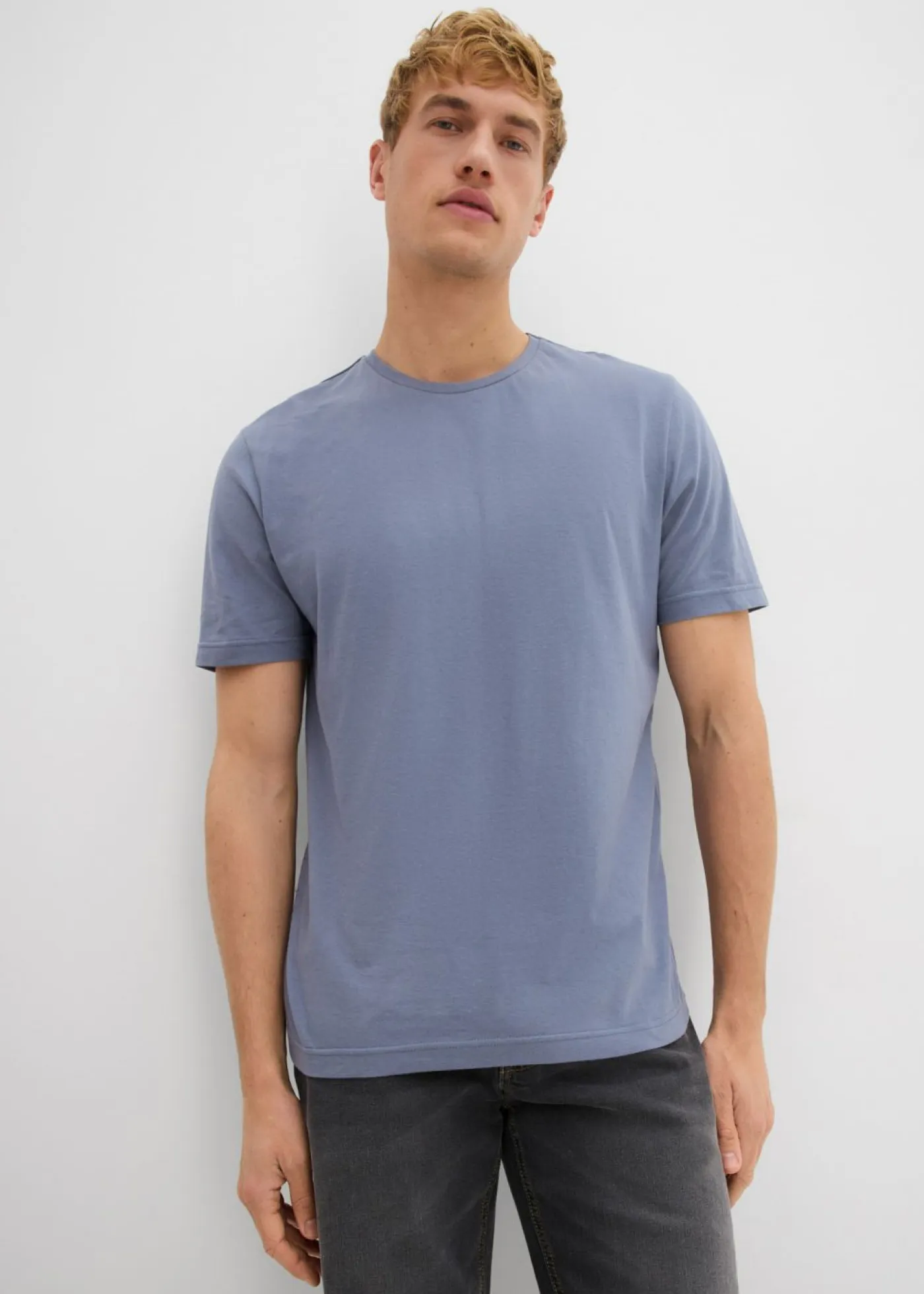 bonprix bonprix Básicos En Rebajas|Ropa Deportiva>Camiseta de algodón puro (2 unidades) Verde ahumado+ azul ahumado