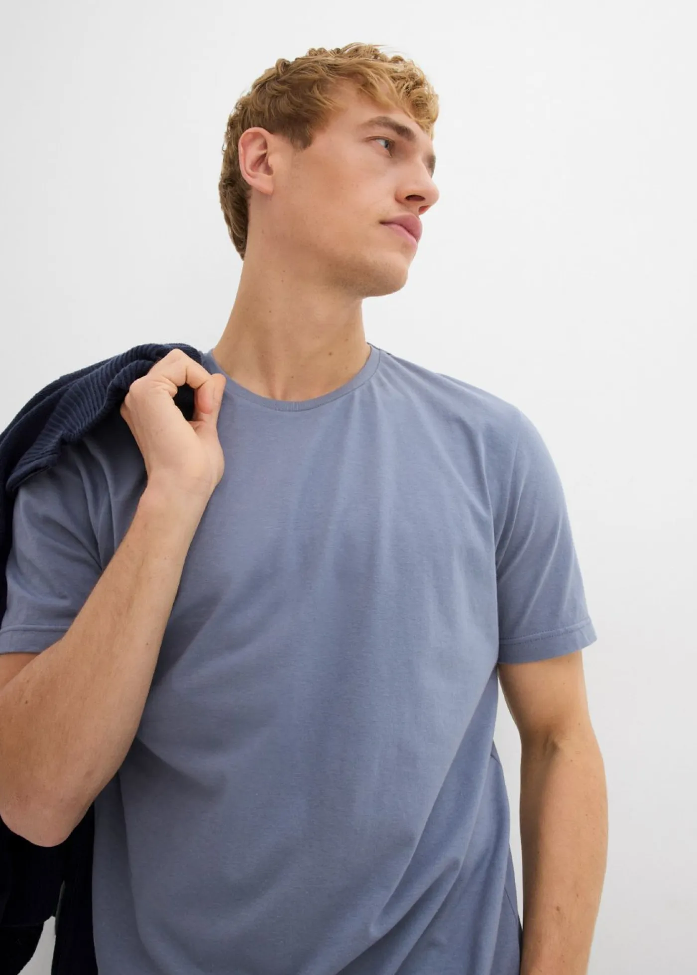 bonprix bonprix Básicos En Rebajas|Ropa Deportiva>Camiseta de algodón puro (2 unidades) Verde ahumado+ azul ahumado