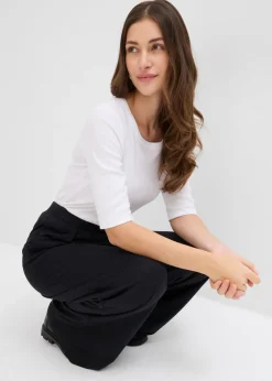 Mujer bonprix bonprix Camiseta de canalé con algodón orgánico (2 unidades)