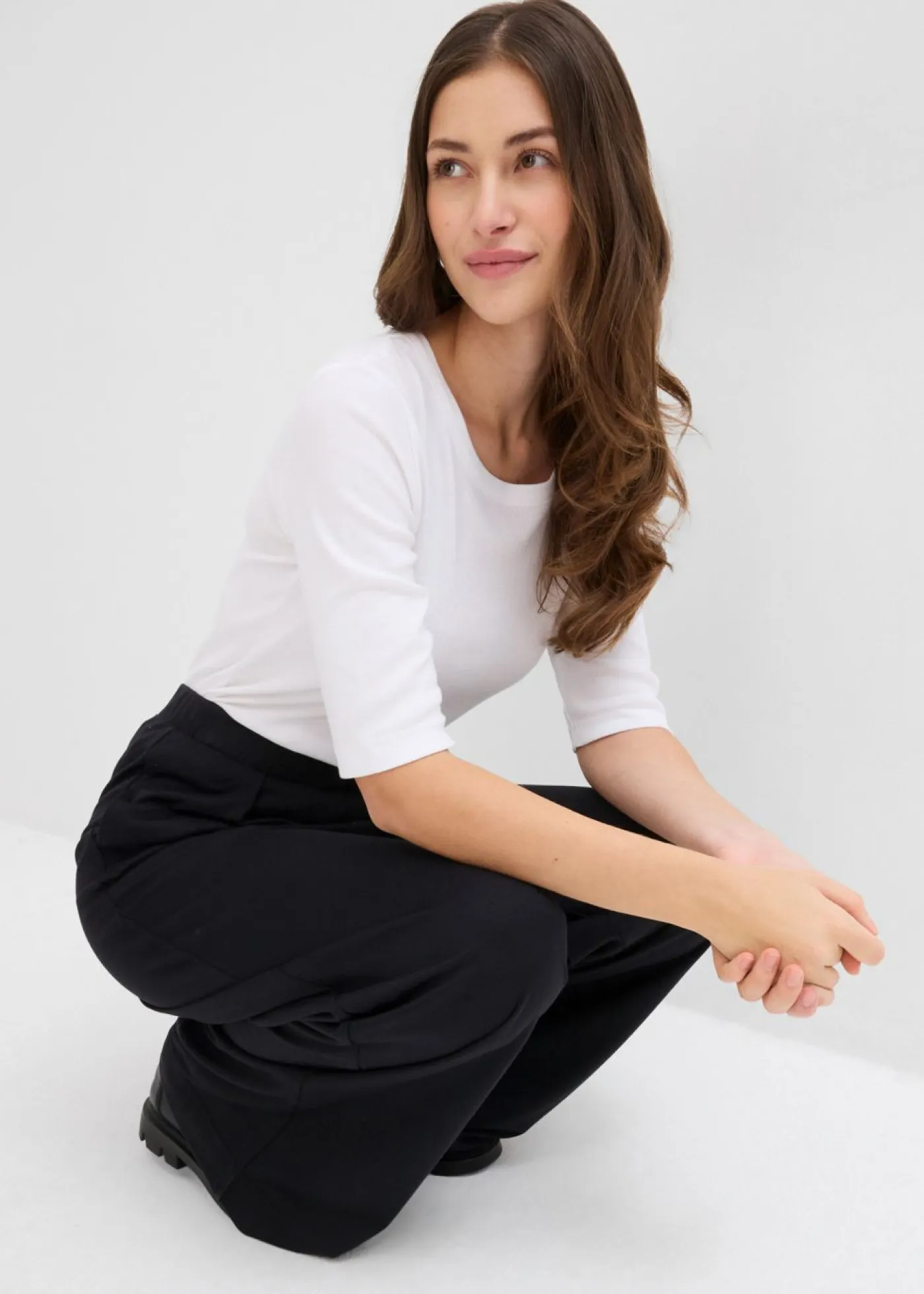 Mujer bonprix bonprix Camiseta de canalé con algodón orgánico (2 unidades)