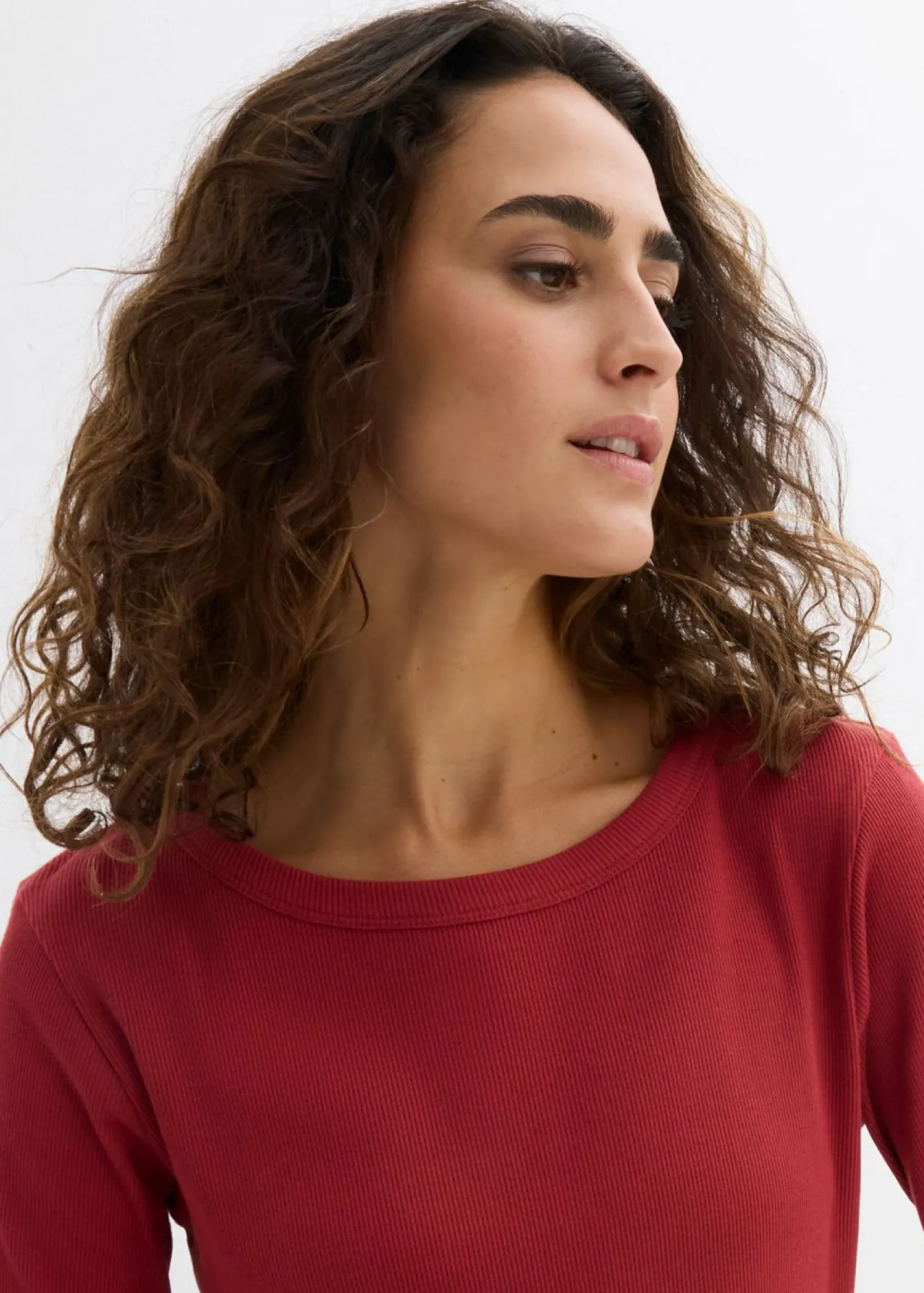 Mujer bonprix bonprix Camiseta de canalé con algodón orgánico (2 unidades)