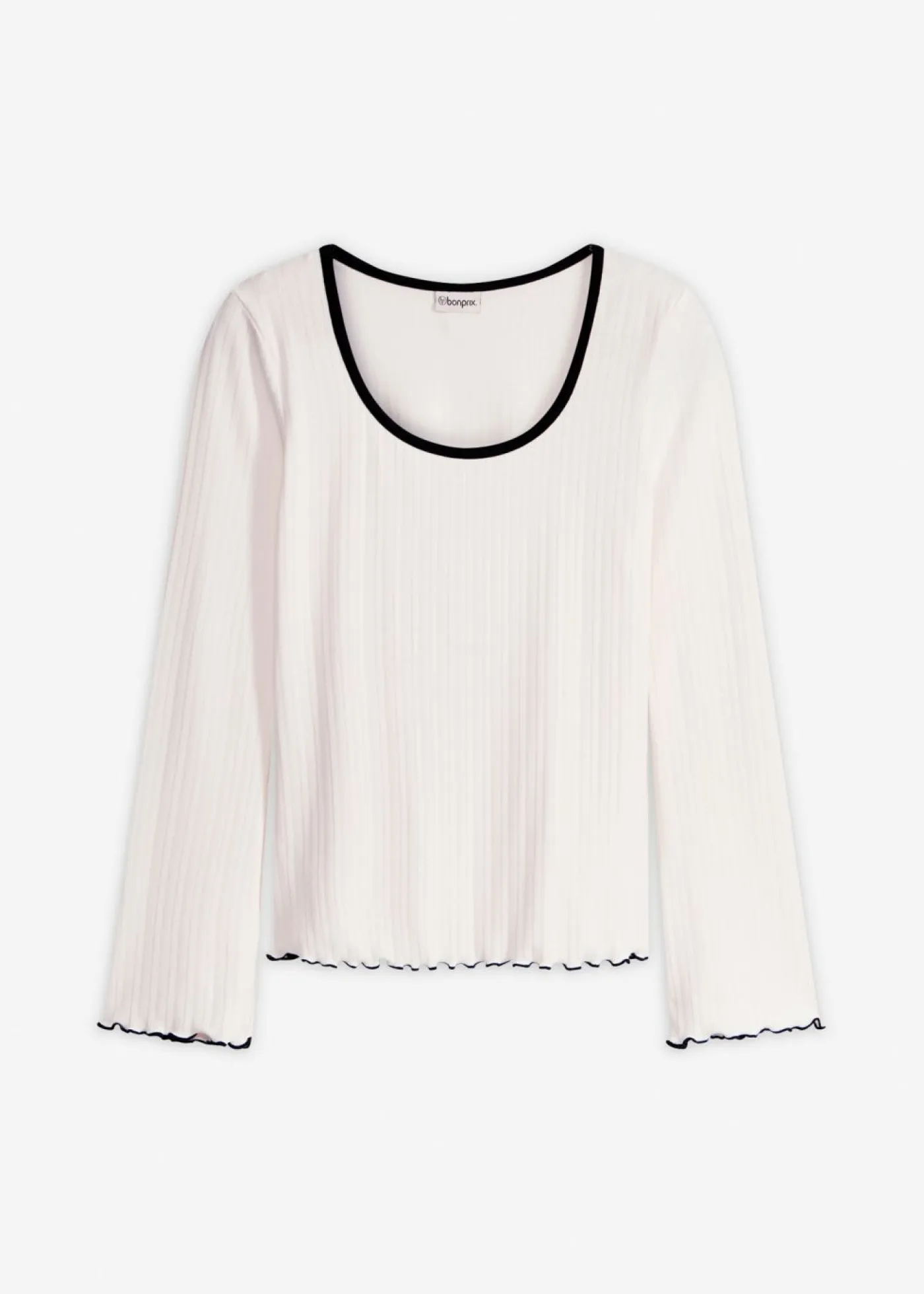 Mujer bonprix bonprix Camiseta de canalé con lazo decorativo