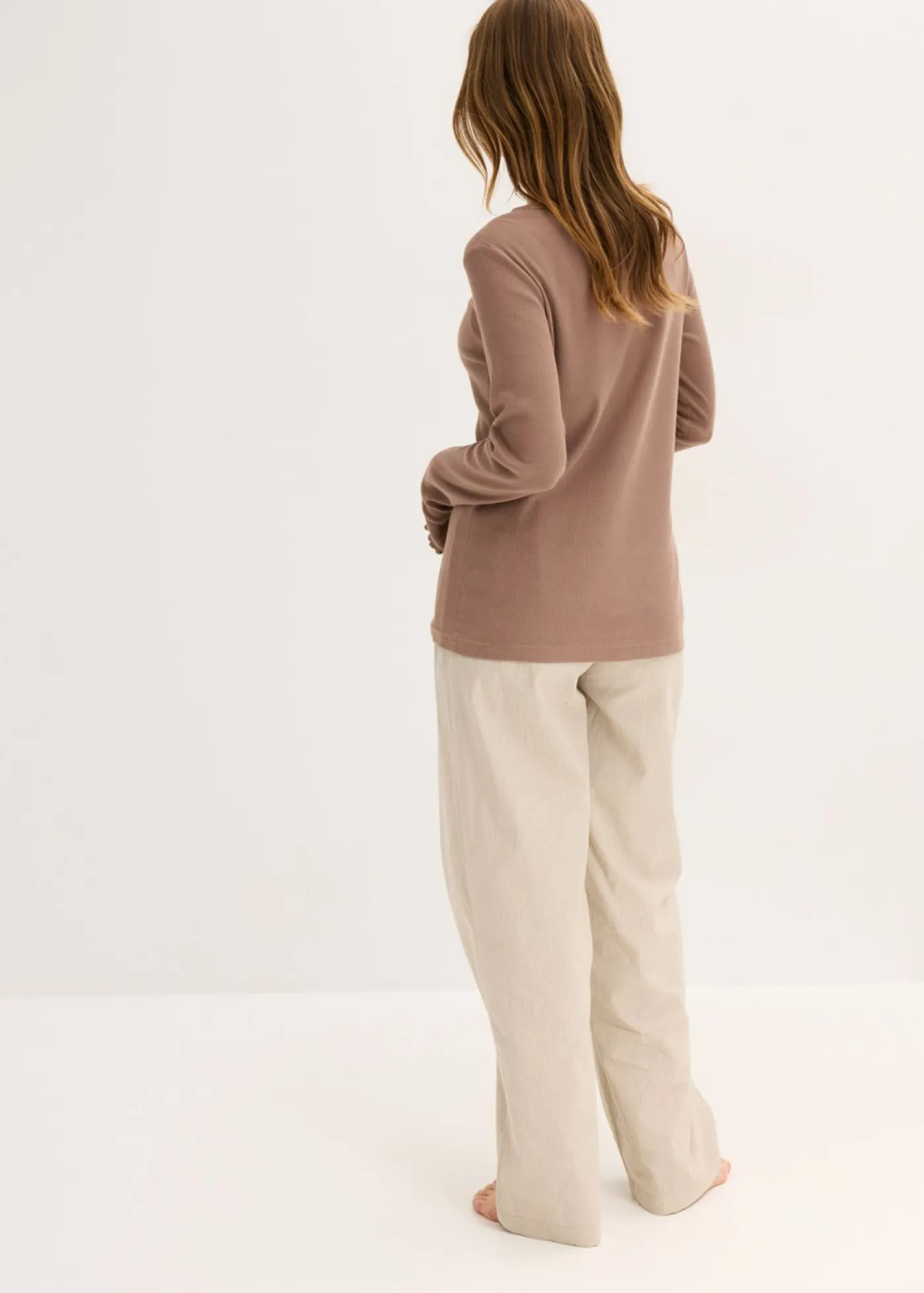 Mujer bonprix bonprix Camiseta de canalé con pantalón cómodo