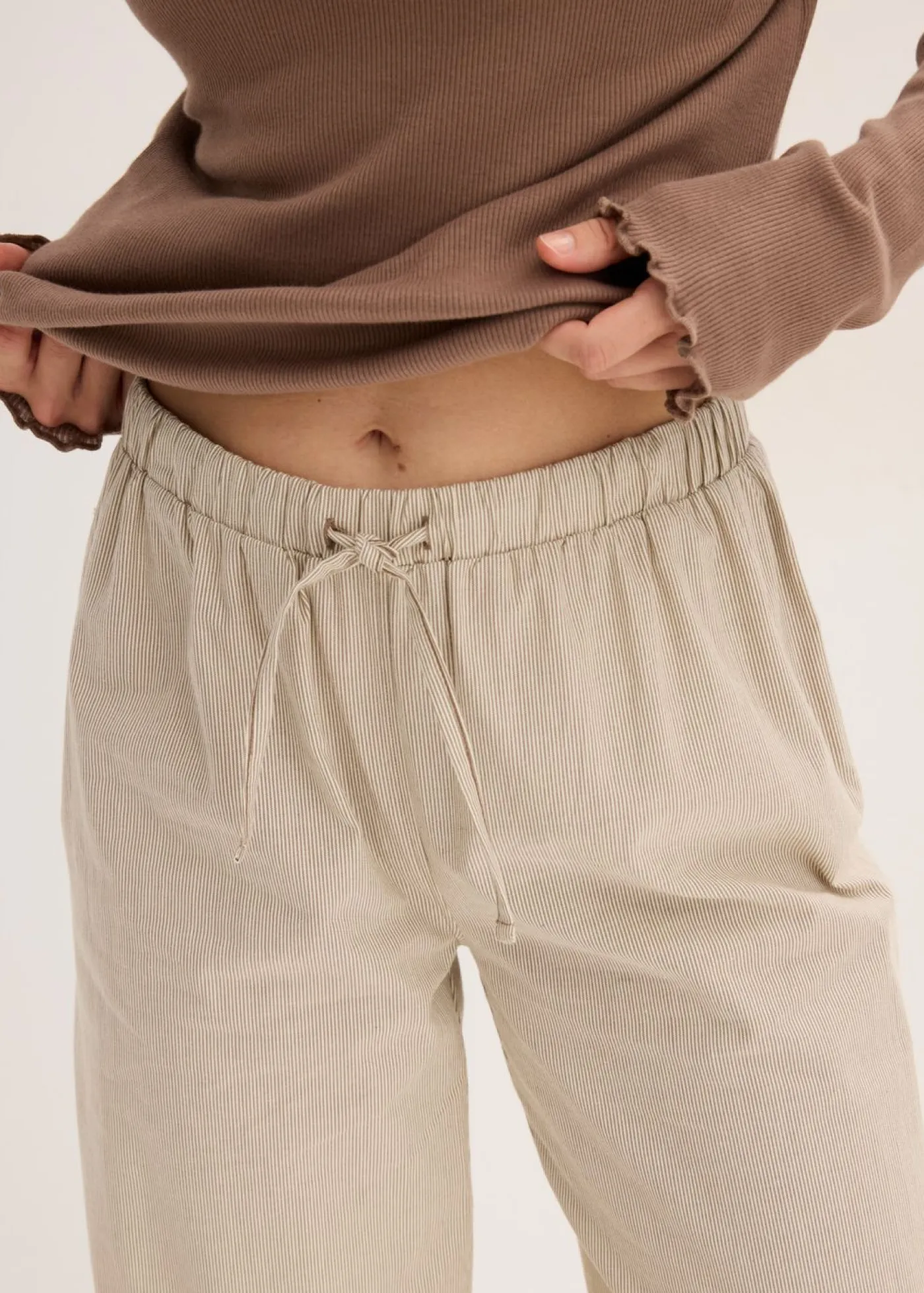 Mujer bonprix bonprix Camiseta de canalé con pantalón cómodo