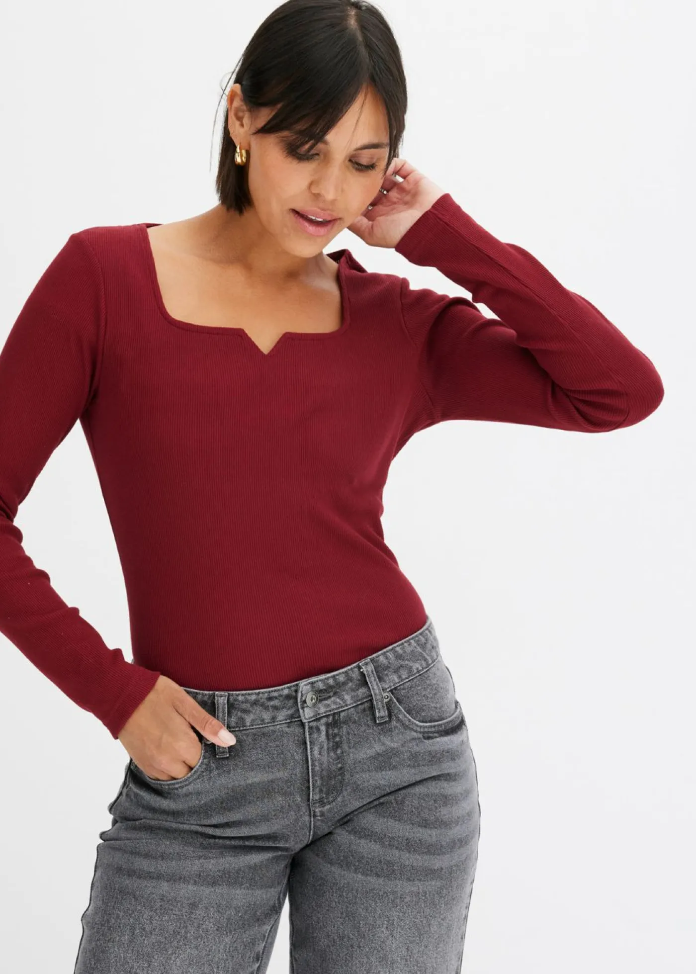 Mujer bonprix bonprix Camiseta de canalé de algodón orgánico puro