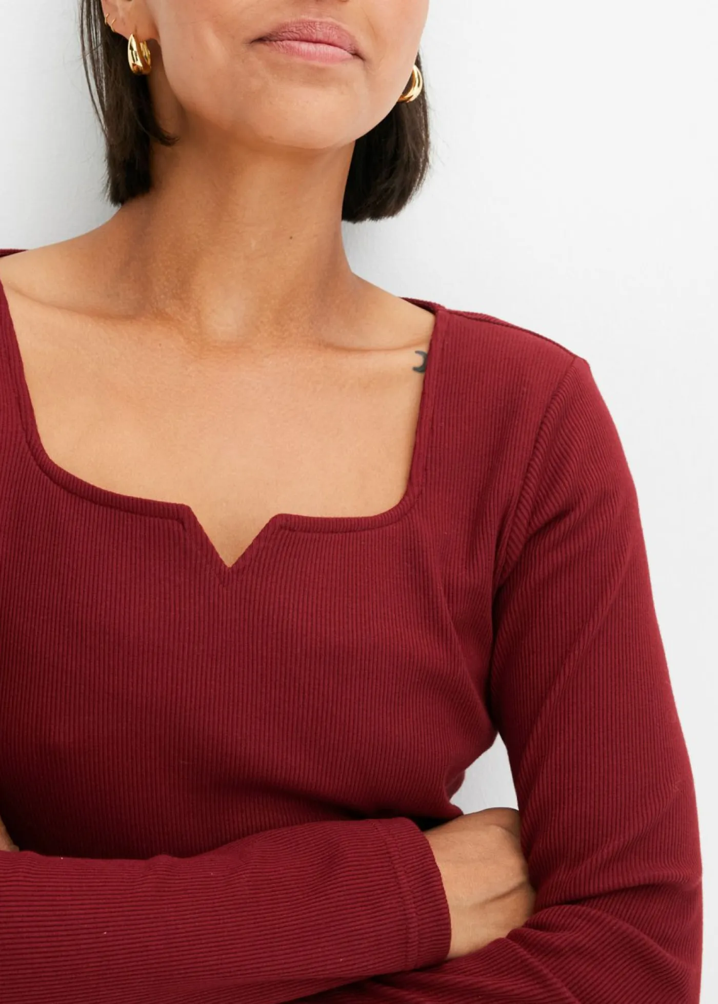 Mujer bonprix bonprix Camiseta de canalé de algodón orgánico puro