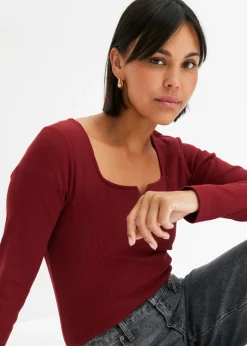 Mujer bonprix bonprix Camiseta de canalé de algodón orgánico puro