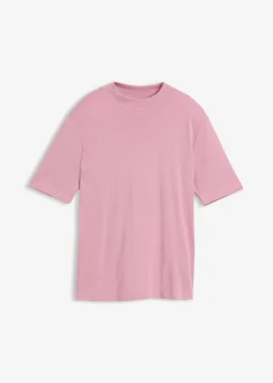 bonprix bonprix Básicos|Camisetas>Camiseta de canalé de algodón puro Malva