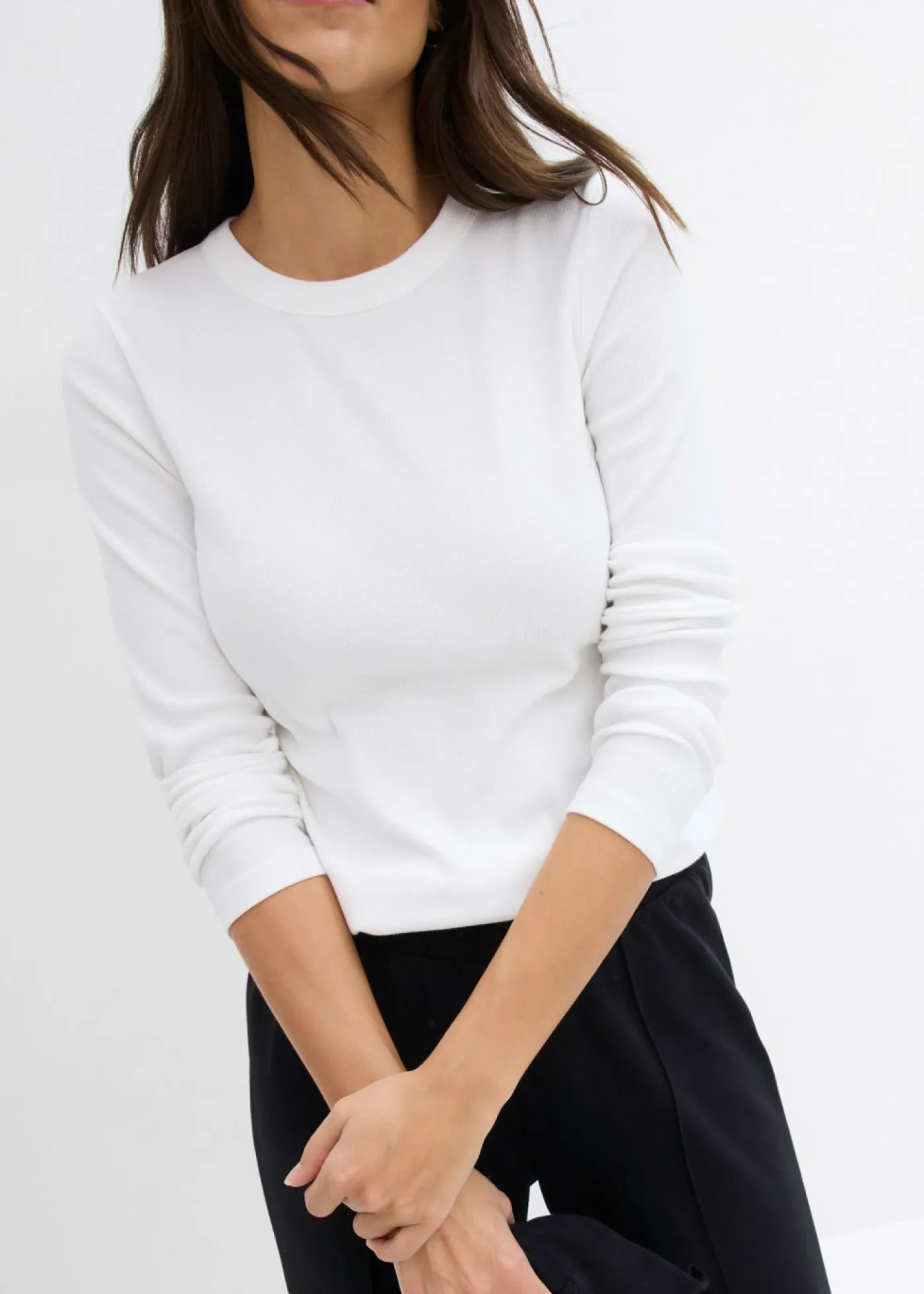 Mujer bonprix bonprix Camiseta de canalé de algodón orgánico puro (2 unidades)