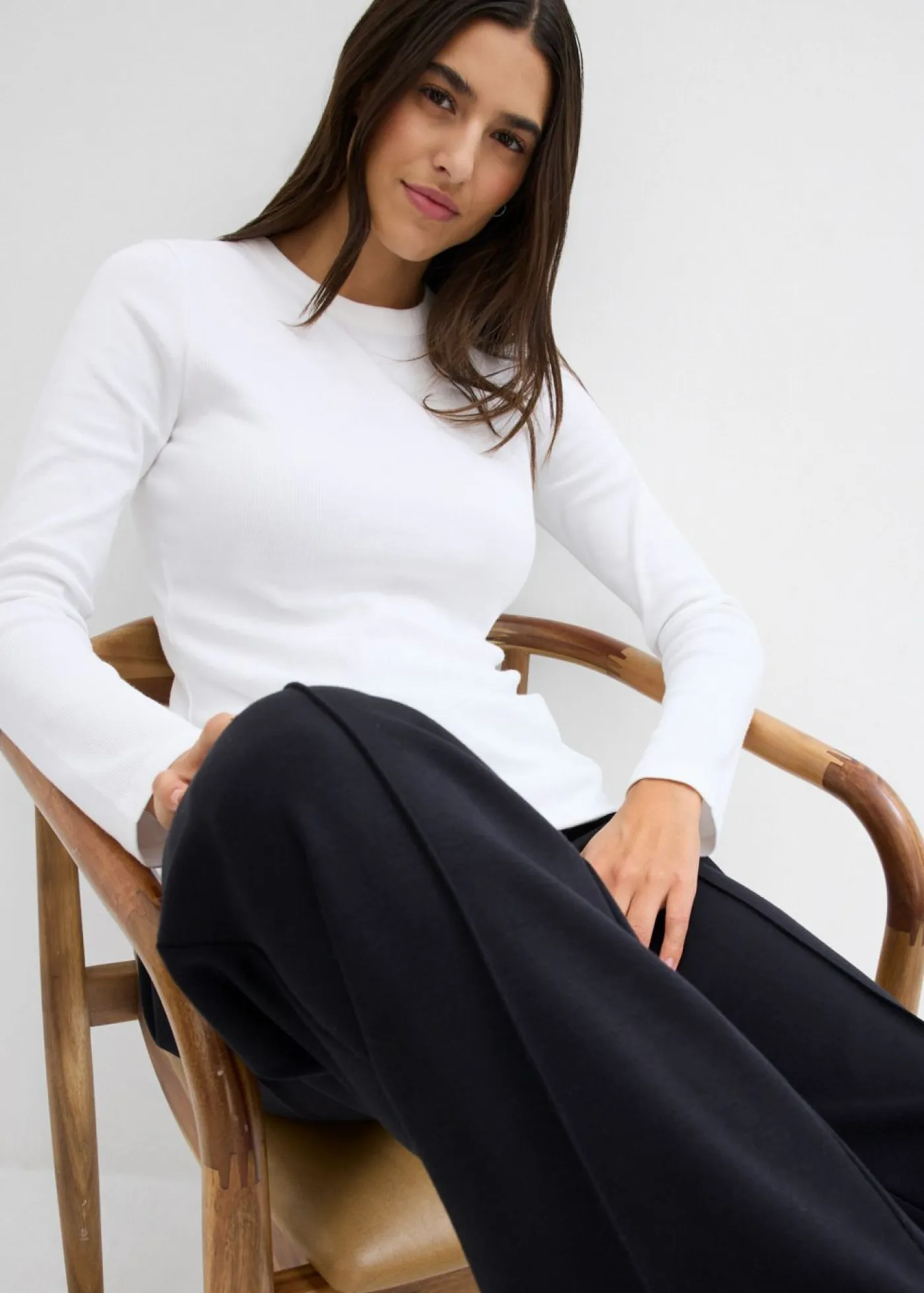 Mujer bonprix bonprix Camiseta de canalé de algodón orgánico puro (2 unidades)