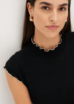 Mujer bonprix bonprix Camiseta de canalé de mezcla de viscosa