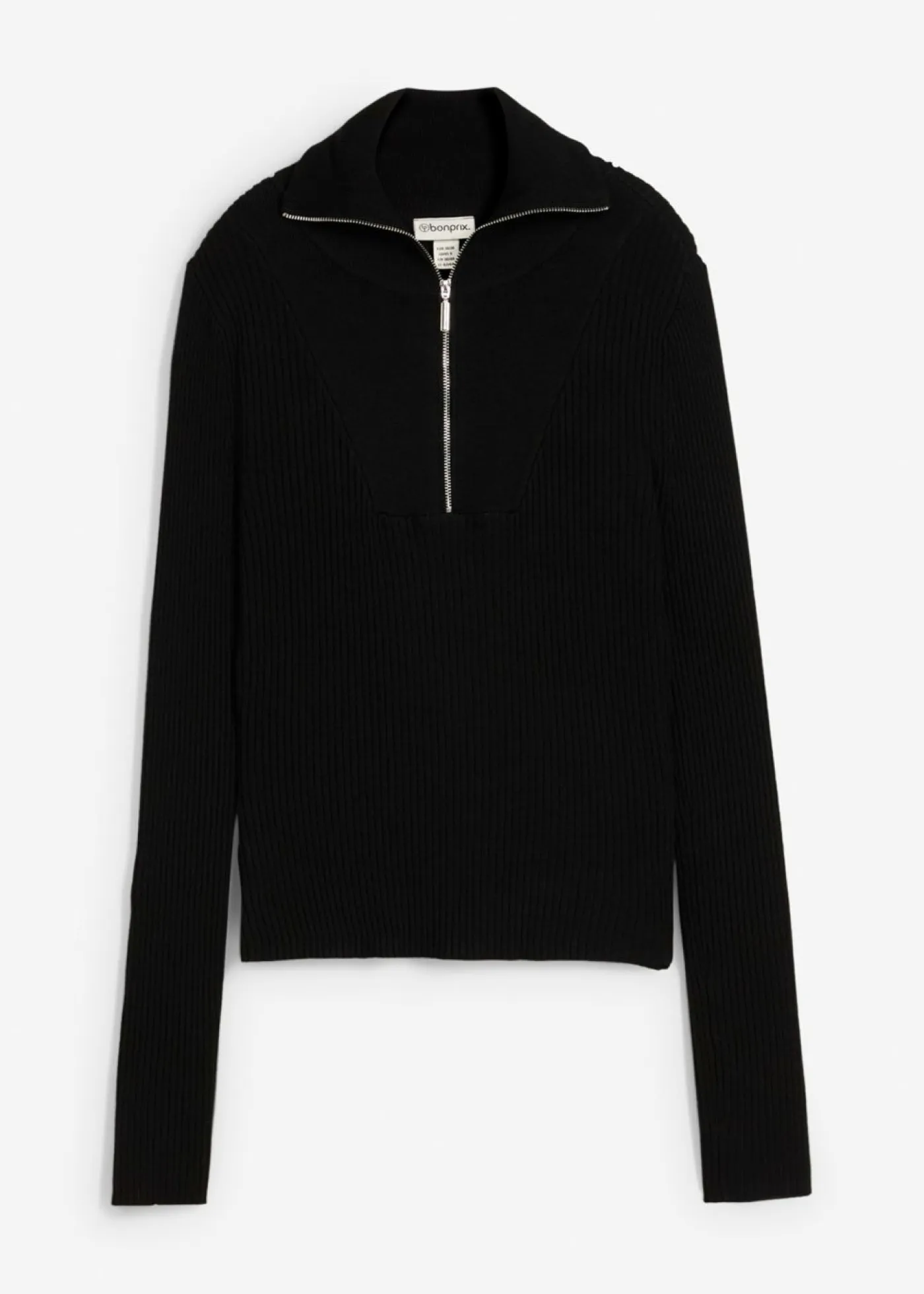 bonprix bonprix Camisetas>Camiseta de canalé de mezcla de viscosa suave Negro