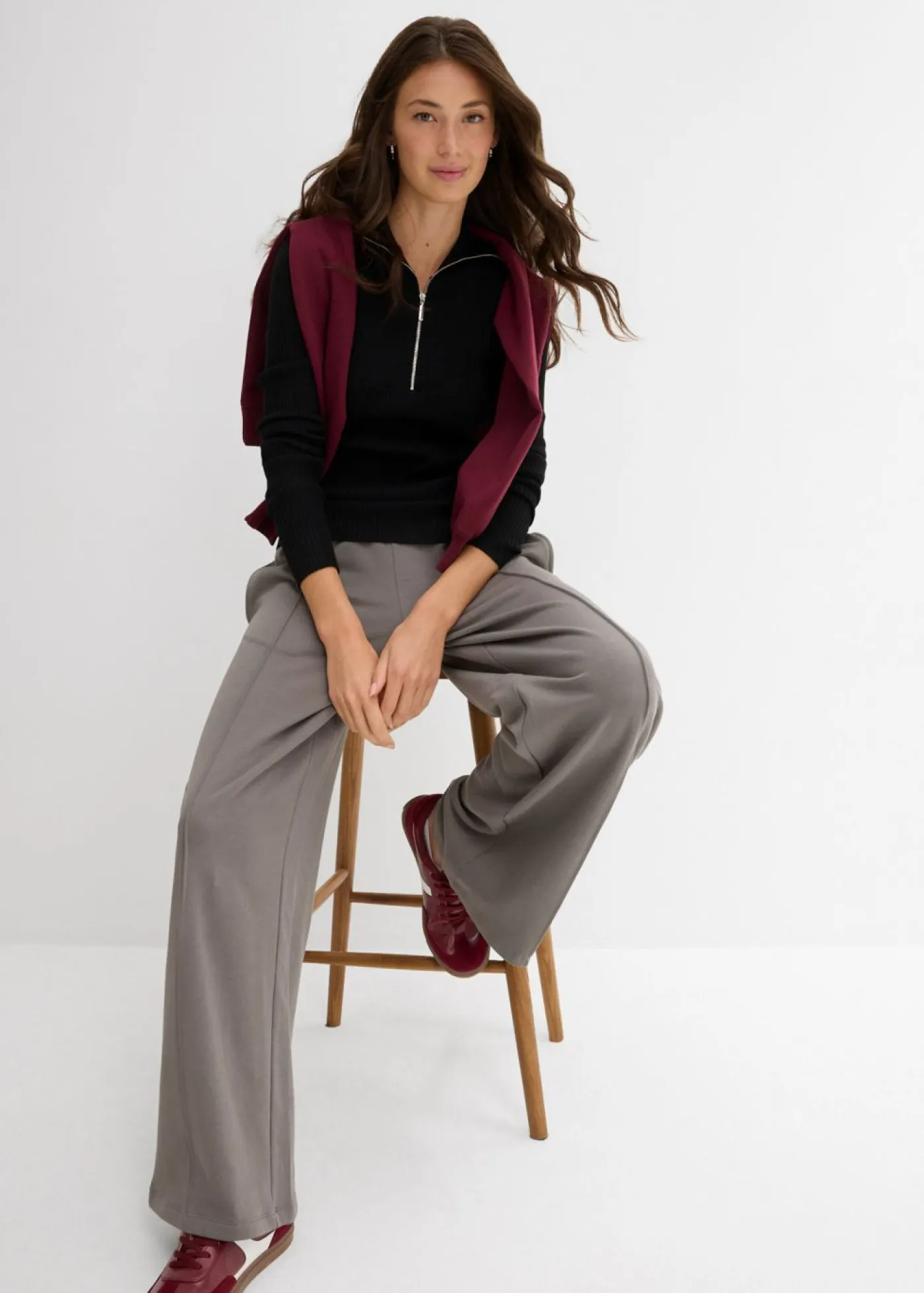 bonprix bonprix Camisetas>Camiseta de canalé de mezcla de viscosa suave Negro