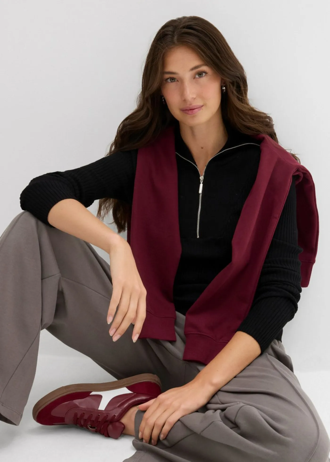 bonprix bonprix Camisetas>Camiseta de canalé de mezcla de viscosa suave Negro