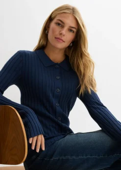 Mujer bonprix bonprix Camiseta de canalé de mezcla de viscosa fluida