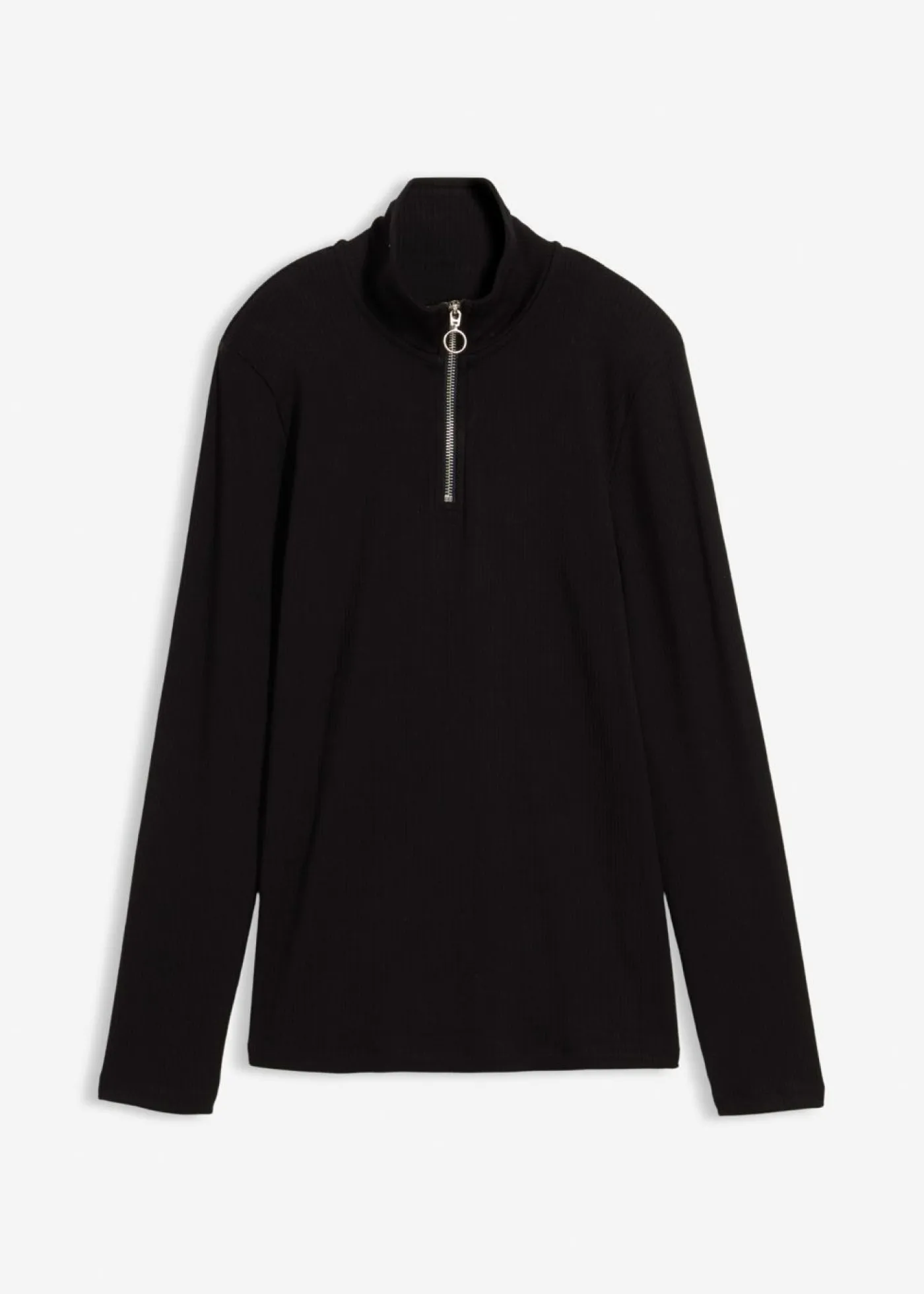 bonprix bonprix Camisetas>Camiseta de canalé de mezcla de viscosa suave Negro