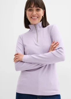 Mujer bonprix bonprix Camiseta de canalé de mezcla de viscosa suave