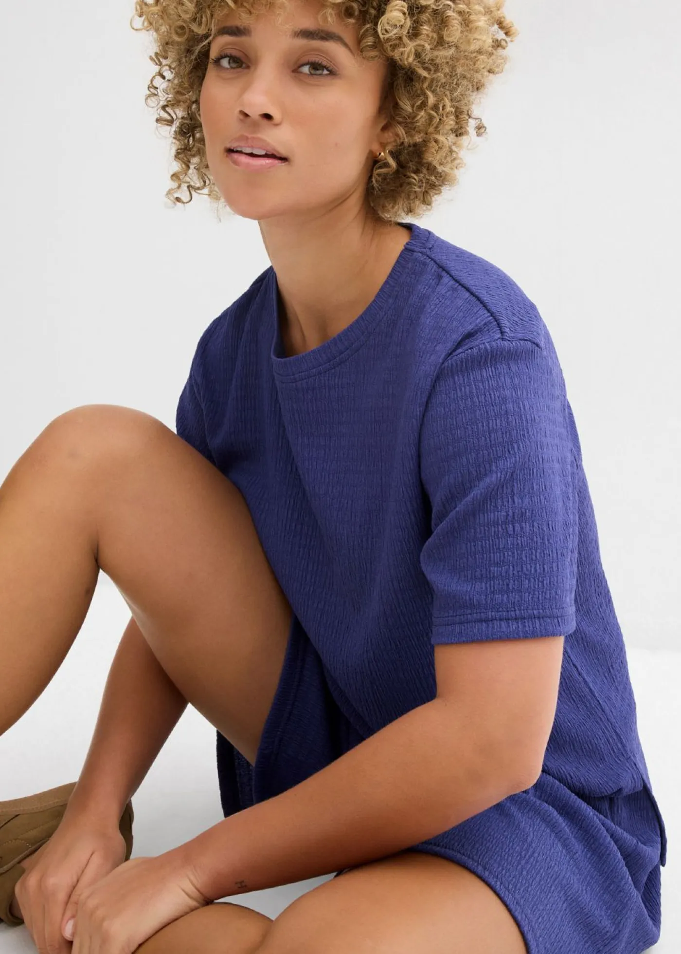 bonprix bonprix Conjuntos De Ropa|Camisetas>Camiseta de crepé azul pacífico oscuro