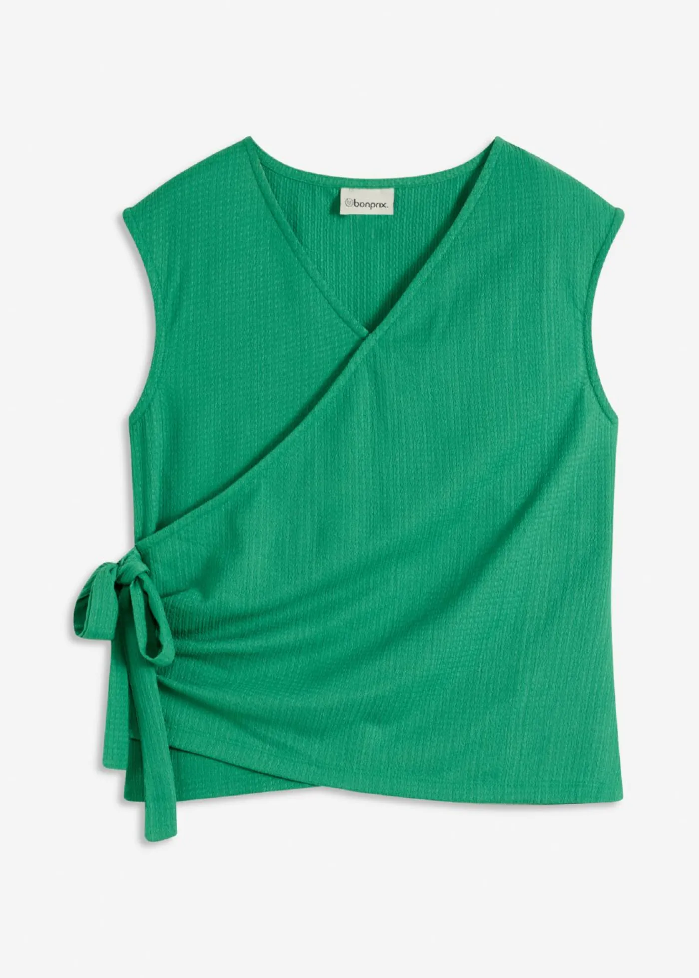 bonprix bonprix Camisetas>Camiseta de crepé de punto con aspecto cruzado verde gema