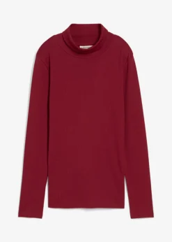 bonprix bonprix Básicos|Camisetas>Camiseta de cuello vuelto de algodón orgánico puro Rojo