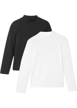 bonprix bonprix Ropa 9 A 16 Años·Camisetas Y Camisas|Ropa 9 A 16 Años·Packs De Ropa>Camiseta de cuello vuelto (2 unidades) blanco lana+negro