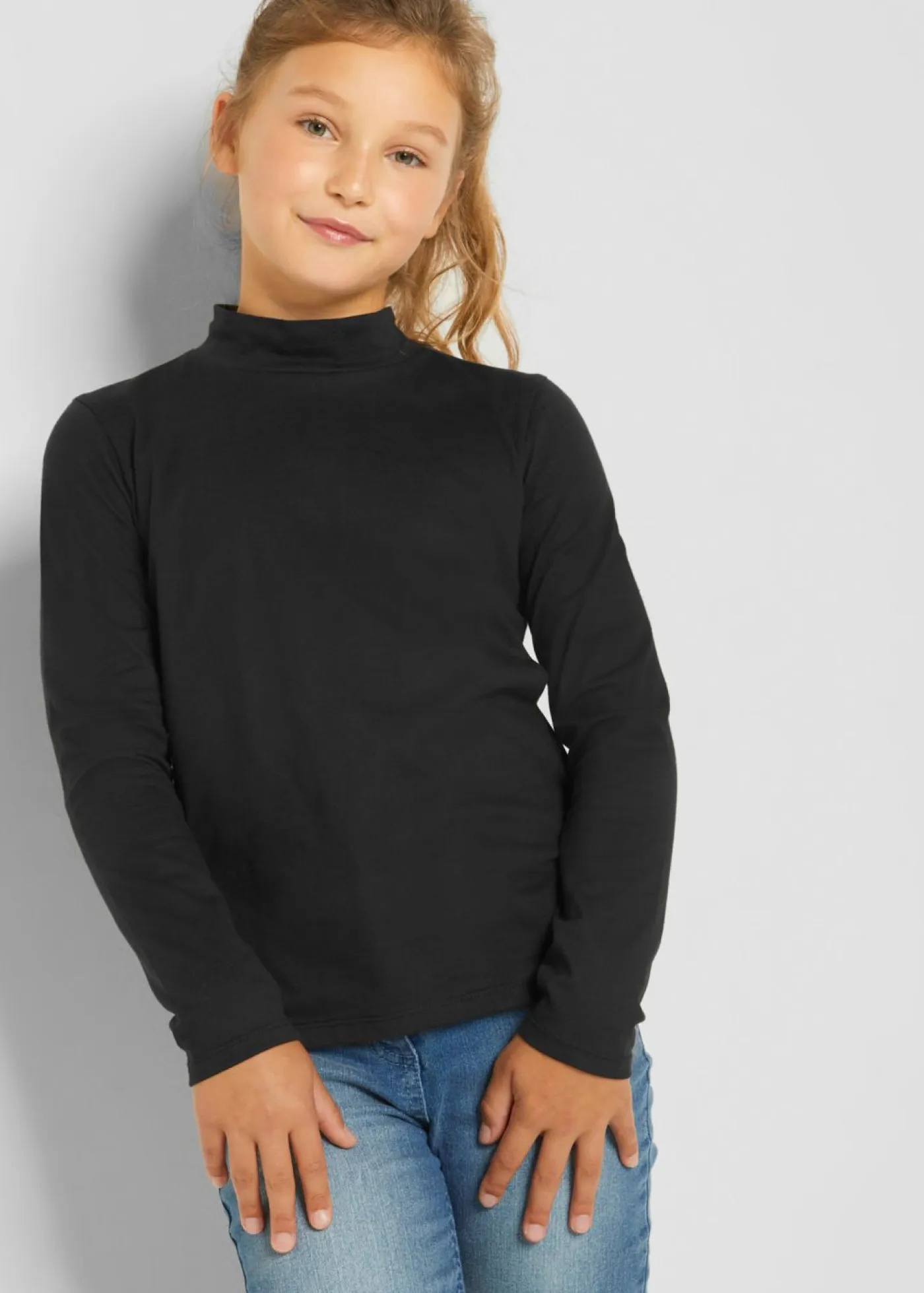 bonprix bonprix Ropa 9 A 16 Años·Camisetas Y Camisas|Ropa 9 A 16 Años·Packs De Ropa>Camiseta de cuello vuelto (2 unidades) blanco lana+negro