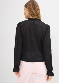 Mujer bonprix bonprix Camiseta de encaje con mangas abullonadas