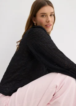 Mujer bonprix bonprix Camiseta de encaje con mangas abullonadas