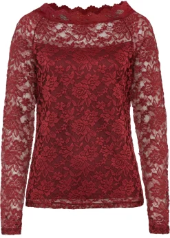 Mujer bonprix bonprix Camiseta de encaje con manga larga