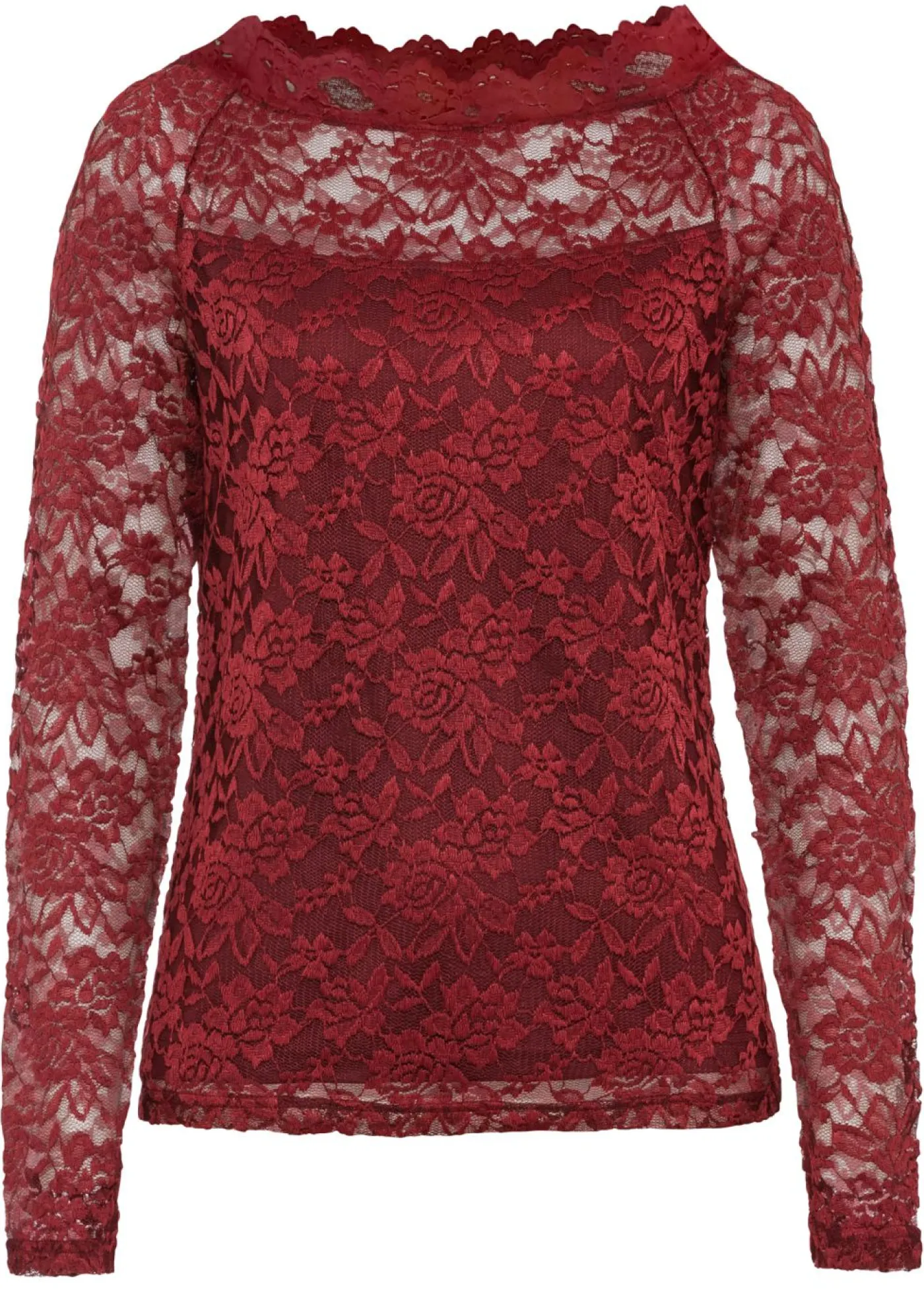 Mujer bonprix bonprix Camiseta de encaje con manga larga