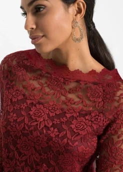 Mujer bonprix bonprix Camiseta de encaje con manga larga