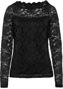 Mujer bonprix bonprix Camiseta de encaje con manga larga