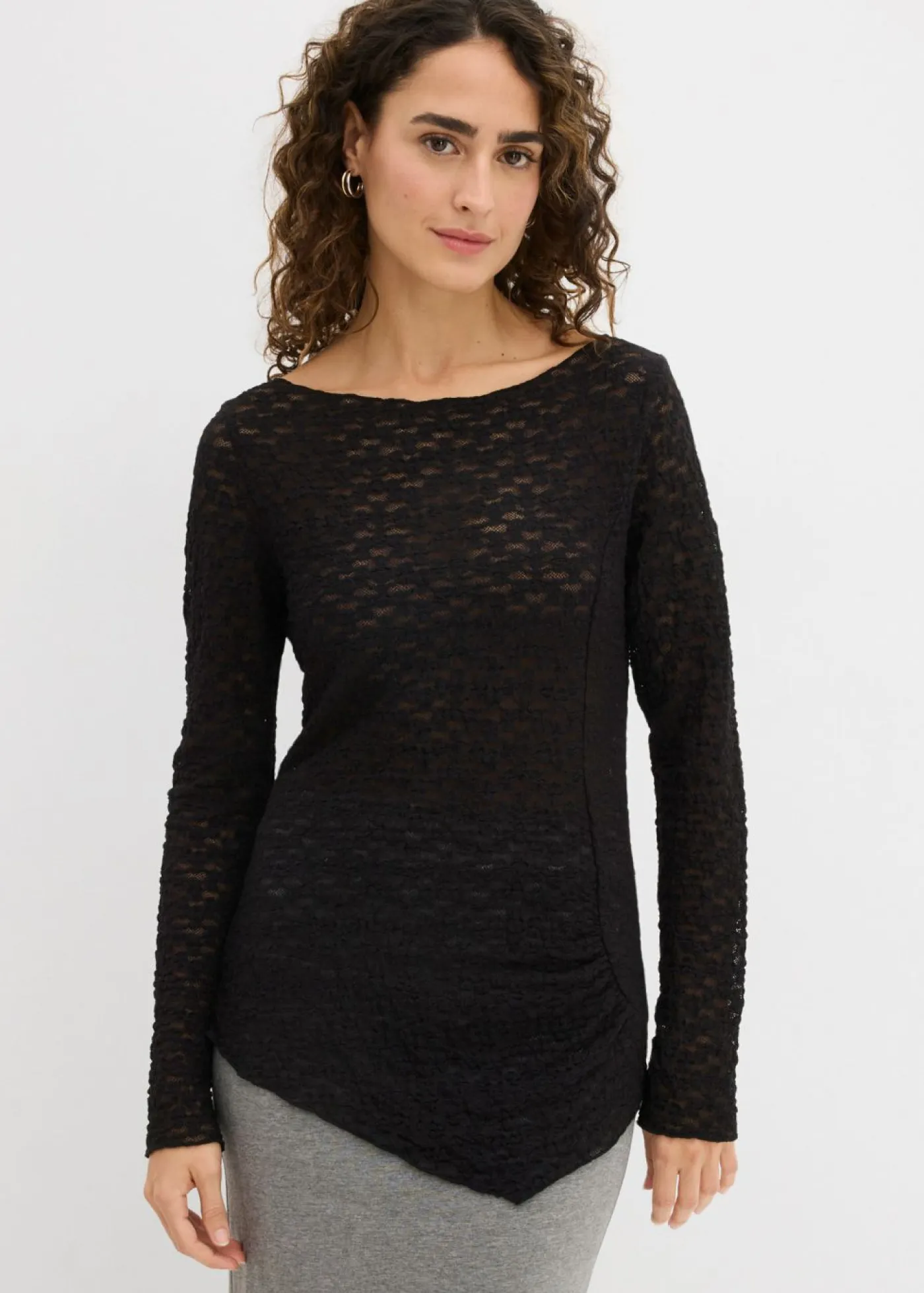 Mujer bonprix bonprix Camiseta de encaje de manga larga