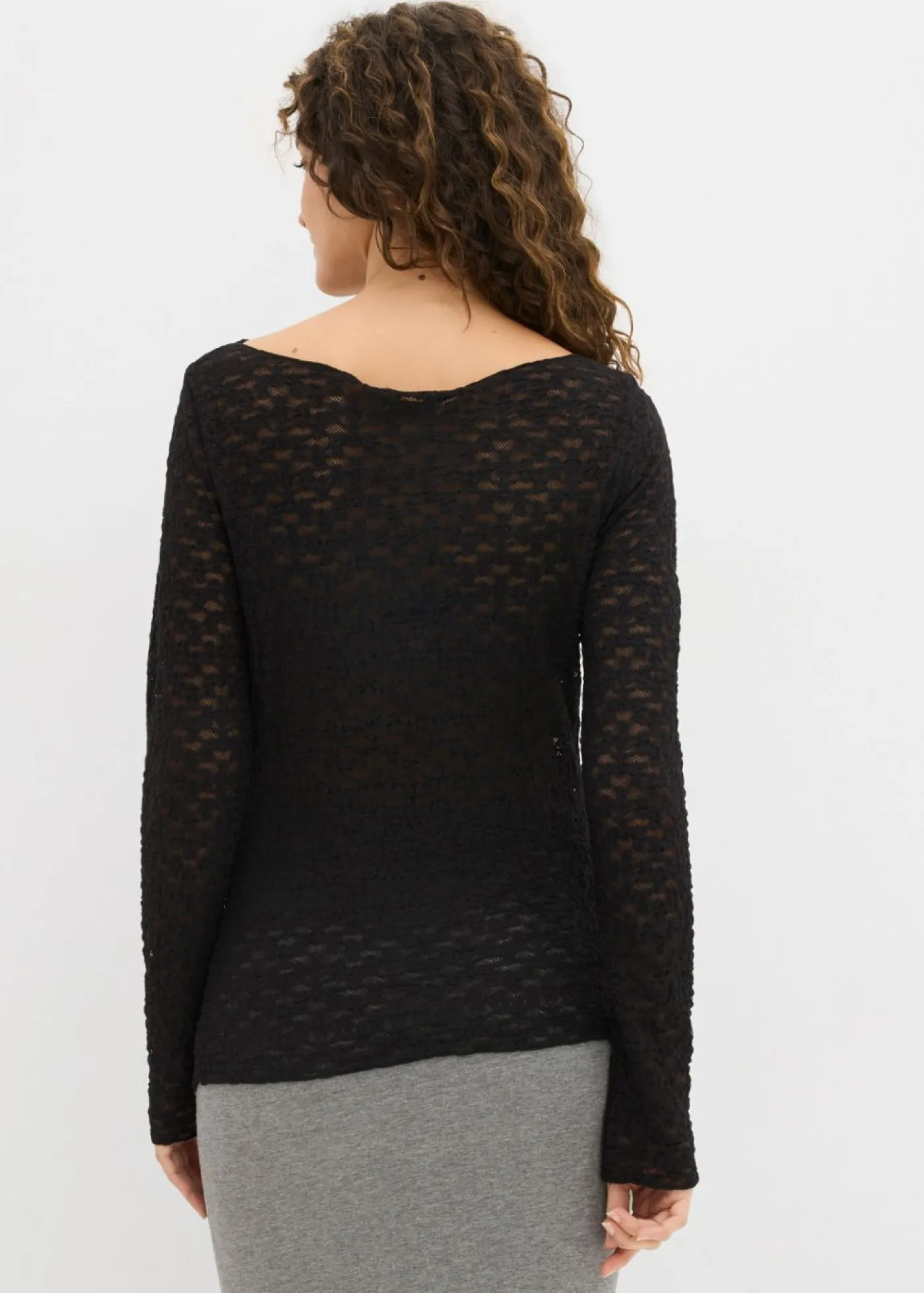 Mujer bonprix bonprix Camiseta de encaje de manga larga