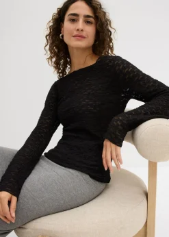 Mujer bonprix bonprix Camiseta de encaje de manga larga