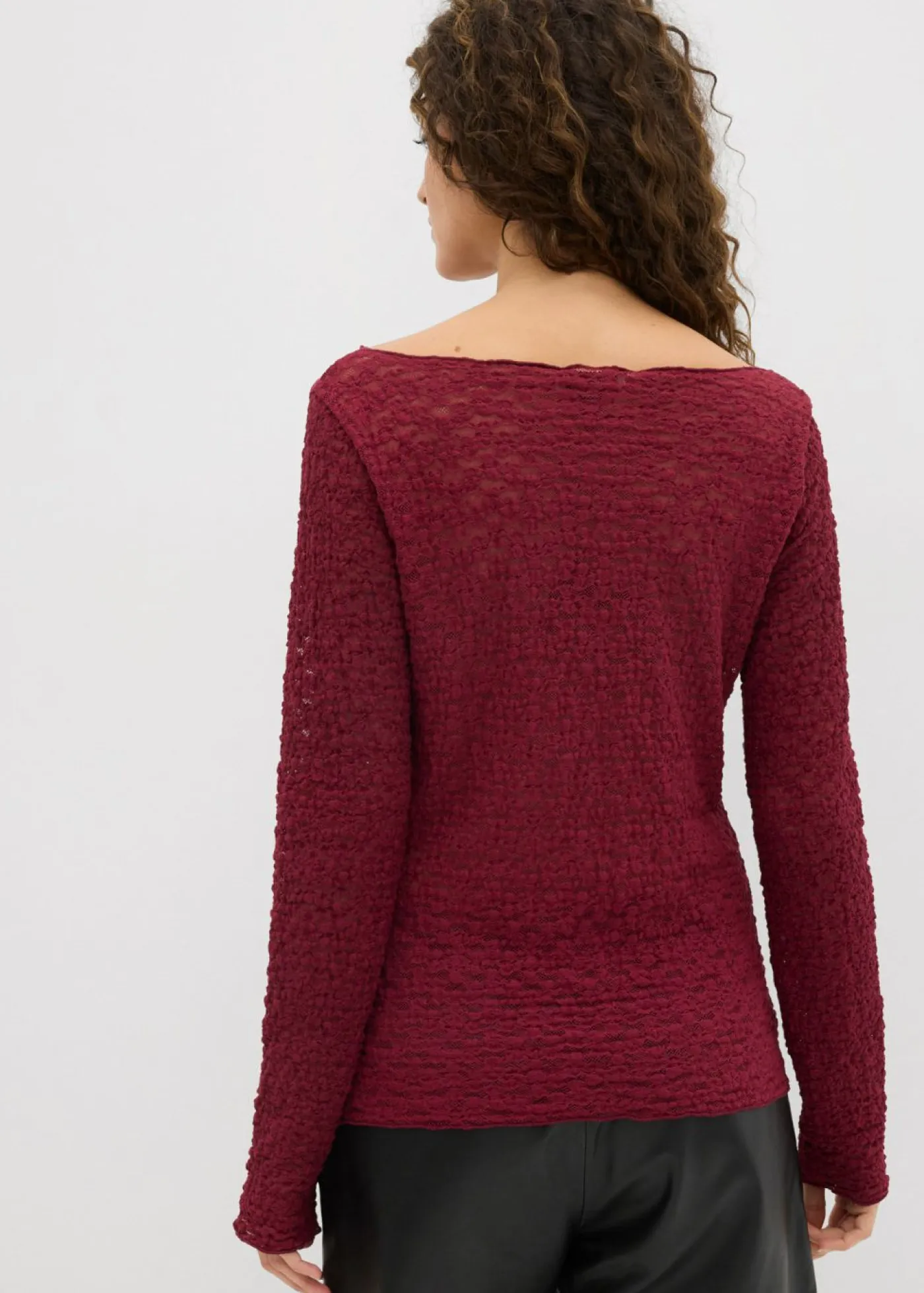 bonprix bonprix Camisetas>Camiseta de encaje de manga larga mora oscuro