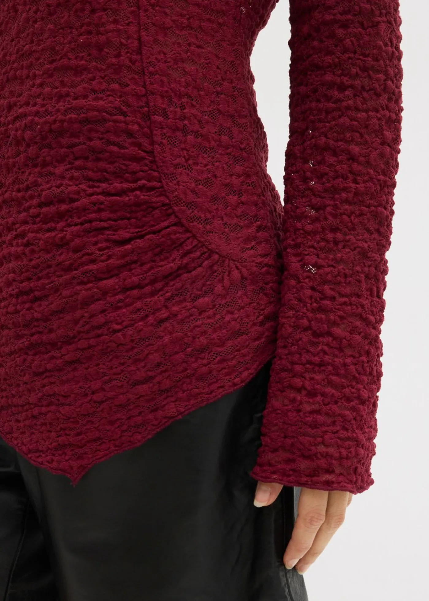 bonprix bonprix Camisetas>Camiseta de encaje de manga larga mora oscuro