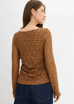 Mujer bonprix bonprix Camiseta de encaje de manga larga