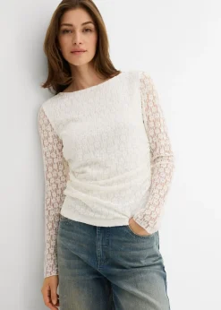 Mujer bonprix bonprix Camiseta de encaje de manga larga