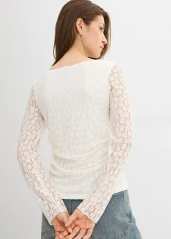Mujer bonprix bonprix Camiseta de encaje de manga larga