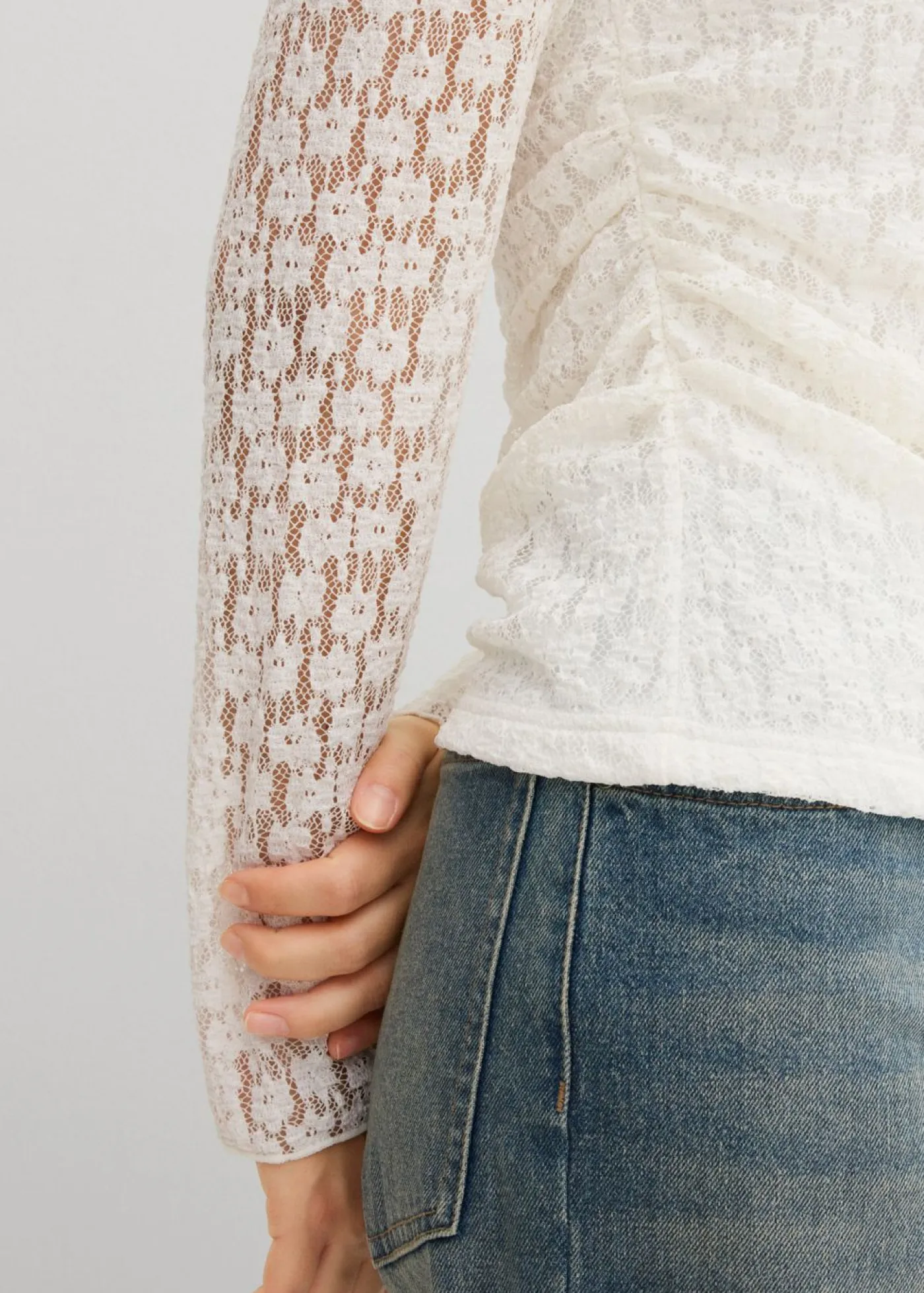 Mujer bonprix bonprix Camiseta de encaje de manga larga