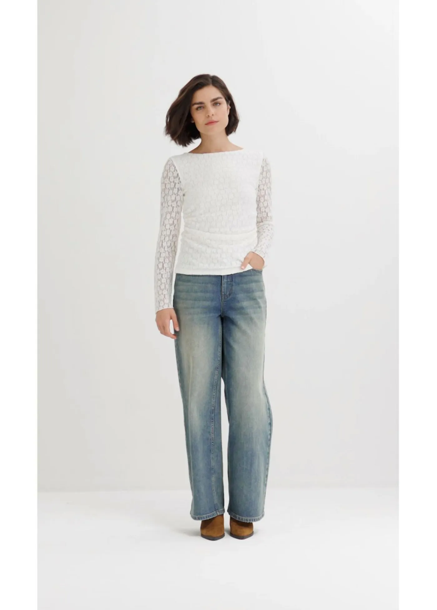 Mujer bonprix bonprix Camiseta de encaje de manga larga