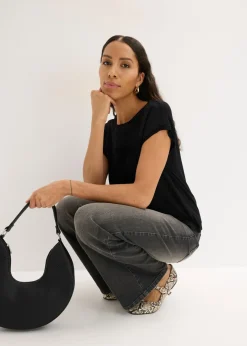 Mujer bonprix bonprix Camiseta de encaje de viscosa suave