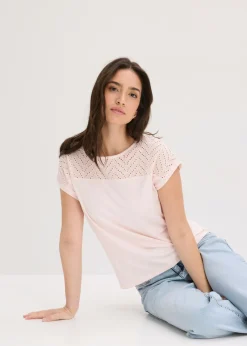 Mujer bonprix bonprix Camiseta de encaje de viscosa suave