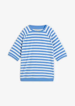 bonprix bonprix Básicos|Camisetas>Camiseta de felpa suave azul provenzal-blanco lana con rayas